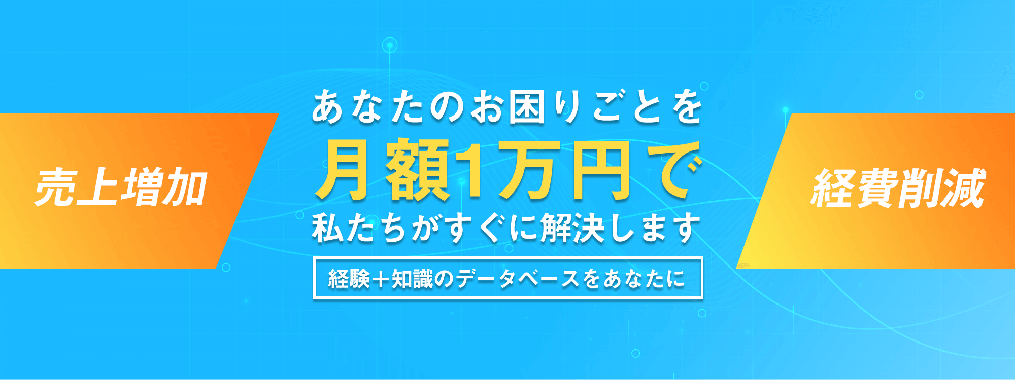 あなたのお困りごとを月額1万円で私たちがすぐに解決します
